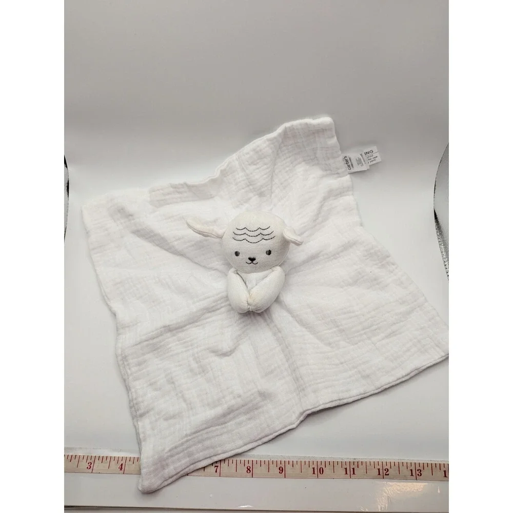 Carters Child Of Mine‎ Lamb Lovey Plush White Security Blanket Cotton